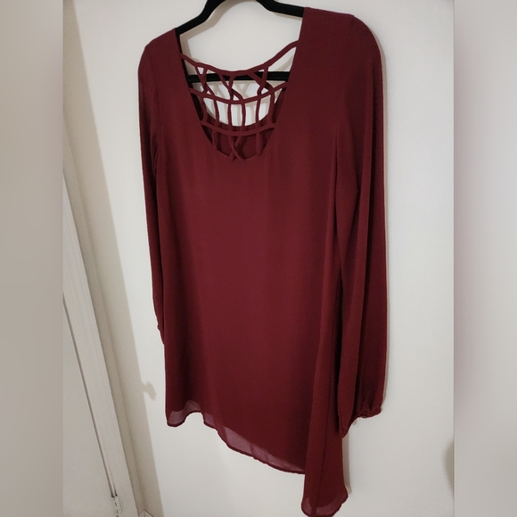 Burgundy Dress with Back Detail - Picture 2 of 2